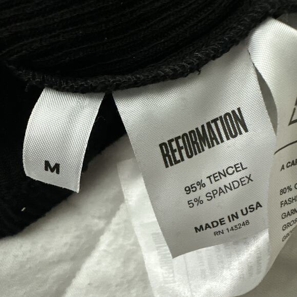 REFORMATION Sweater Dress Womens Medium Black Long Sleeve Shift Ribbed Knit - Picture 8 of 12